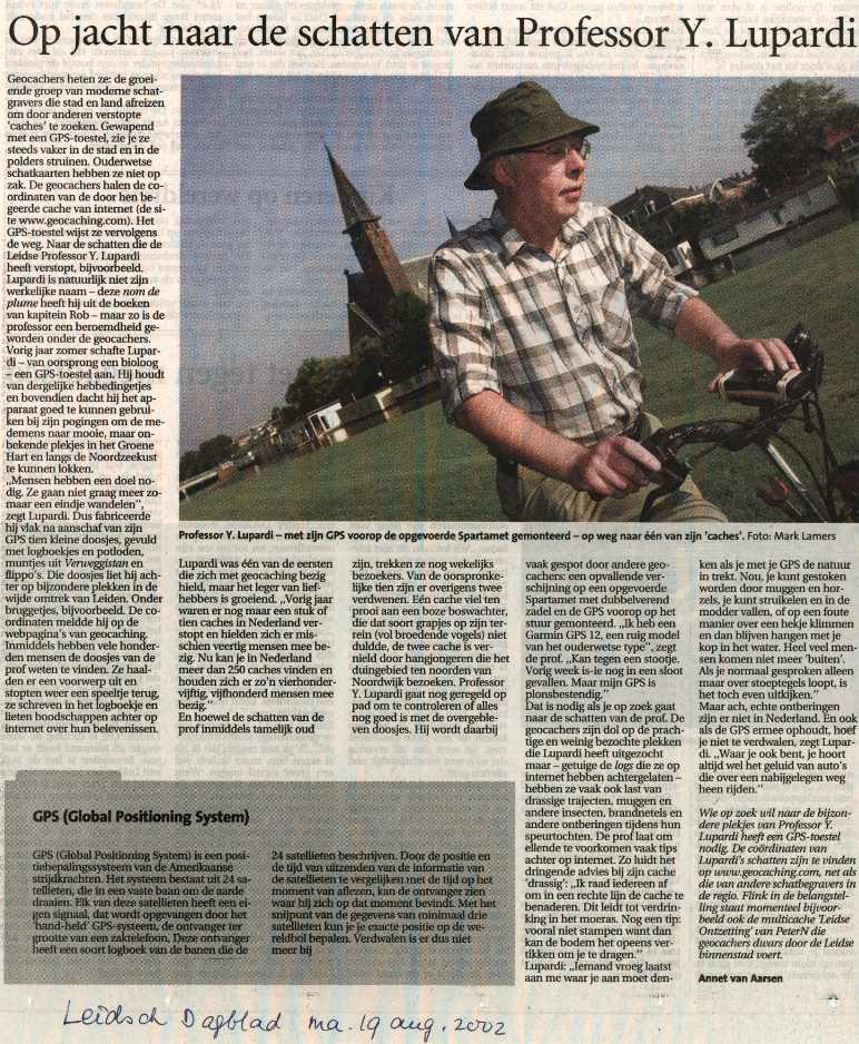 artikel Prof. Y. Lupardi in het Leids Dagblad van 10 aug. 2002