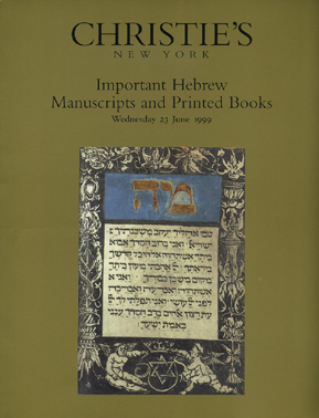CHRISTIE'S. - Important Hebrew Manuscripts and Printed Books from The Library of the London Beth Din.
