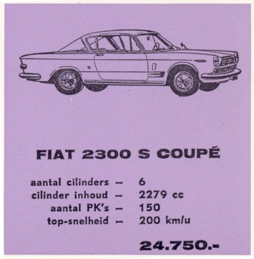 cartolina postcard FIAT 2300 2300S COUPE' 