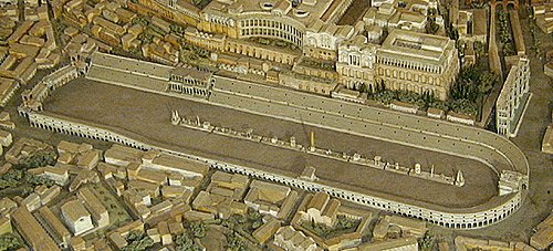 Arial view of the Circus Maximus