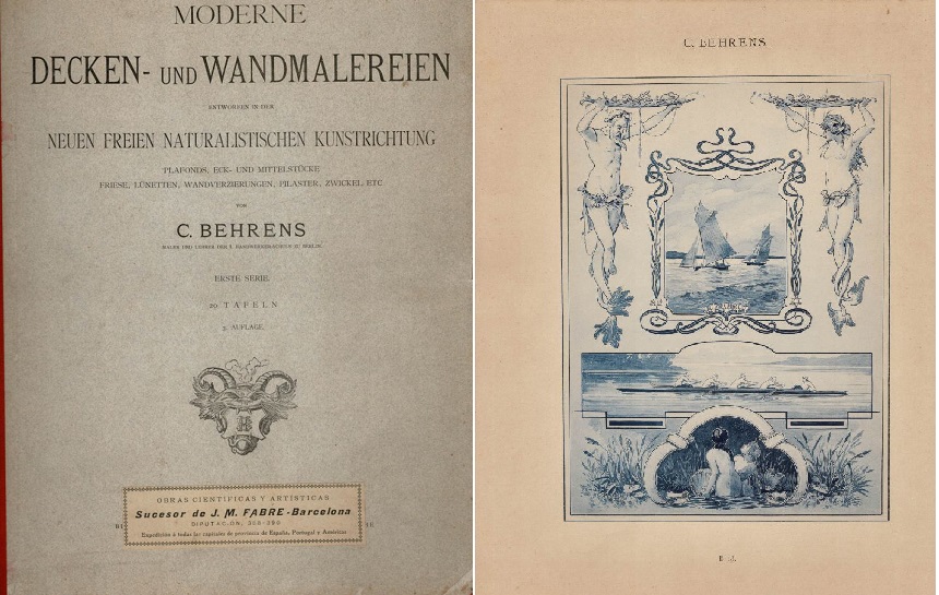 Behrens, C. - Moderne Decken- und Wandmalereien. Entwurfen in der neuen freien naturalistischen Kunstrichtung. 2 vols.