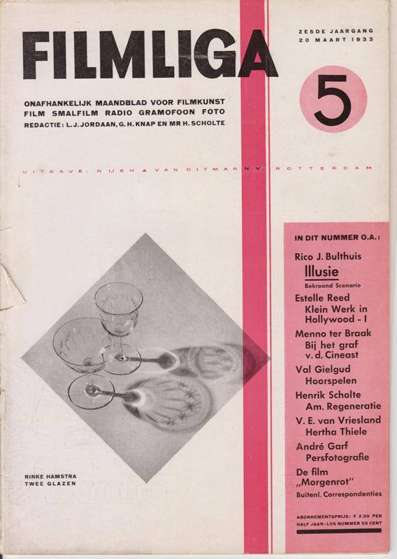 Jordaan, L.J./ G.H. Knap./ Mr. H. Scholte (redactie) - FILMLIGA. 1933, nr. 5. Onhafhankelijk maandblad voor filmkunst film smalfilm radio gramofoon foto.