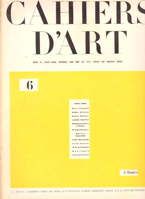N/A. - Cahiers D'Art. 1926,Nr.6.