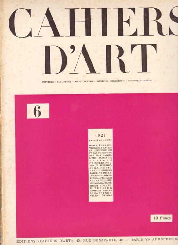N/A. - Cahiers D'Art. 1927,Nr.6.
