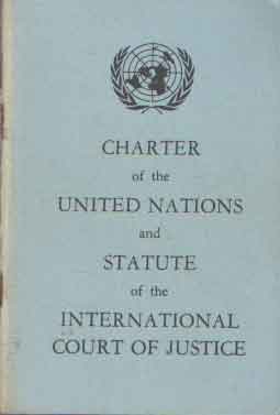  - Charter of the United Nations and Statue of the International Court of Justice.