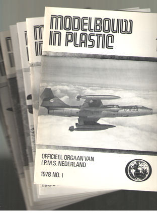  - Modelbouw in plastic. Officieel orgaan van I.P.M.S. Nederland. 8 nummers: 1978 nrs 1,2,3 en 4; 1979 nrs. 1, 2 en 4; 1980 no. 1.