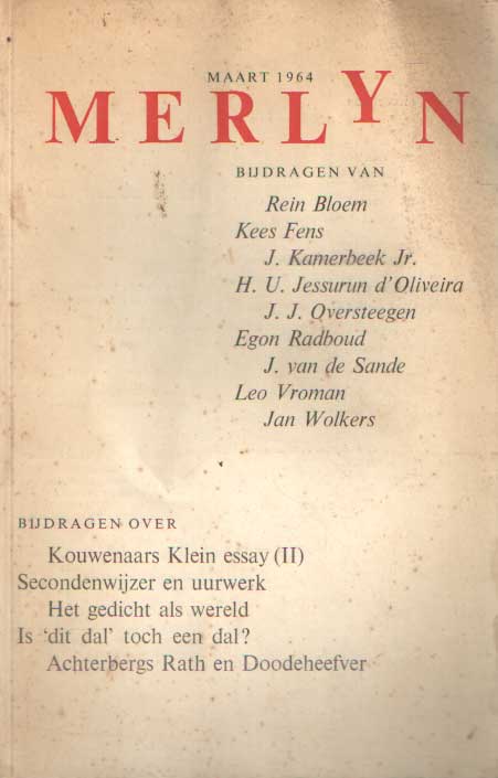 Fens, Kees , H.U. Jessurun d'Oliviera & J.J. Oversteegen (redactie) - Merlyn, literair tijdschrift. Tweede jaargang, nummer 3, maart 1964.
