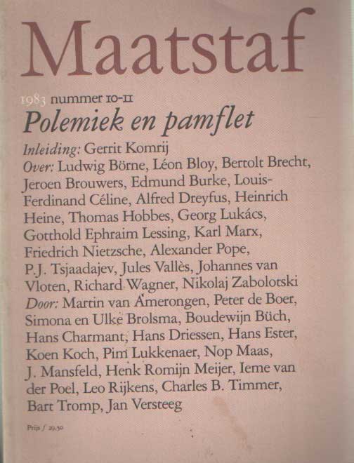 Koch, Koen , Gerrit Komrij e.a. - Maatstaf 1983, no. 10/11 Polemiek en pamflet.