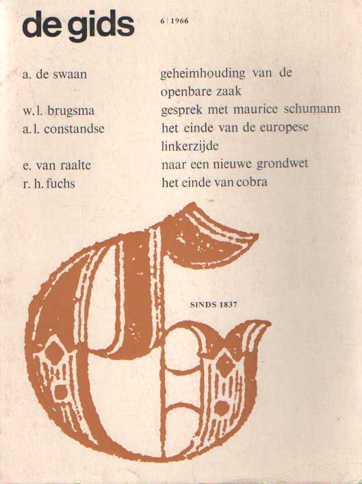 Constandse, H. Mulisch e.a. (redactie), A.L. - De Gids. Algemeen Cultureel Maandblad. Honderdnegenentwintigste jaargang, 1966 no. 6.