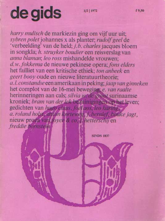 Constandse, H. Mulisch e.a. (redactie), A.L. - De Gids. Algemeen Cultureel Maandblad. Honderdvijfendertigste jaargang, 1972 no. 1/2.