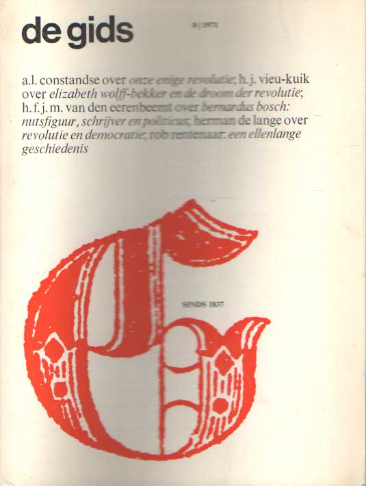 Constandse, H. Mulisch e.a. (redactie), A.L. - De Gids. Algemeen Cultureel Maandblad. Honderdvierendertigste jaargang, 1971 no. 8.