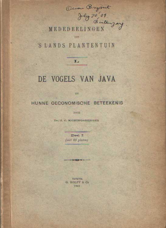 Koningsberger, J.C. - De vogels van Java en hunne oeconomische beteekenis. Deel 1 en 2.