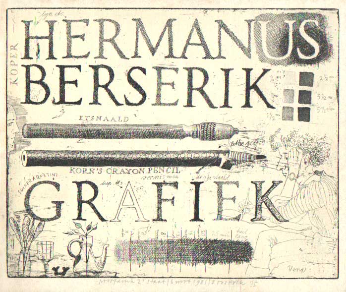 Berserik, Hermanus - Hermanus Berserik. Grafiek. Drie en veertig etsen, negen litho's door hem uitgegeven ter gelegenheid van zijn zestigste verjaardag.