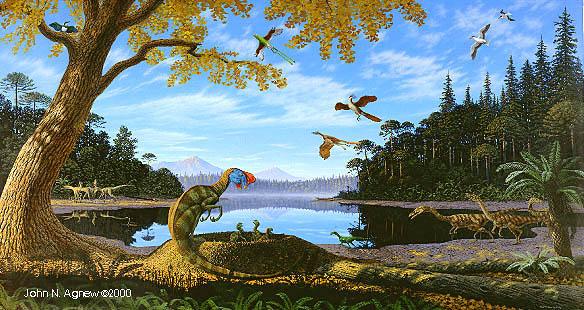 Ginkgo y dinosaurios (mural  John Agnew)